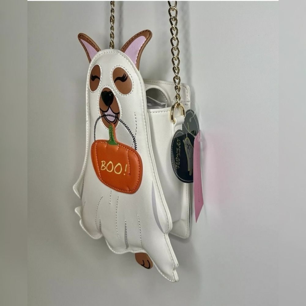 Betsey Johnson GLOW IN THE DARK GHOST DOG XOSPOOKY WHITE CROSSBODY NWT - Picture 6 of 12